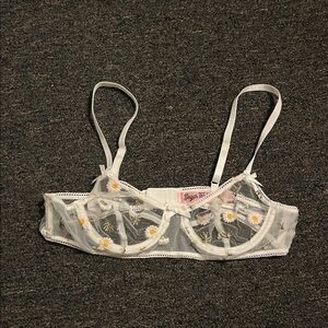 Sugar Thrillz White Floral Embroidered Bralette